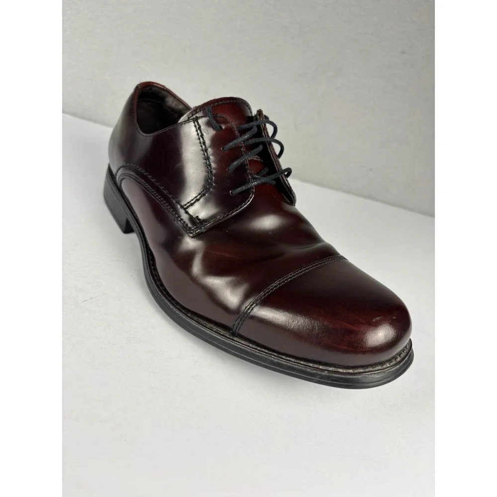 Johnston & Murphy Atchison Cap Toe Derby Dress Shoes 9.5M Burgundy Leather Mens